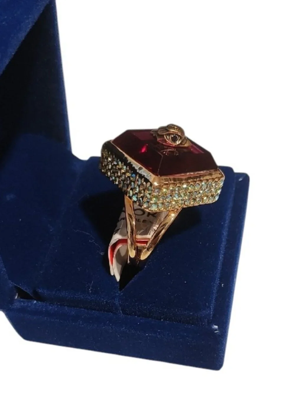 Kurt Geiger London Square Stone Cocktail Ring Pink NWT